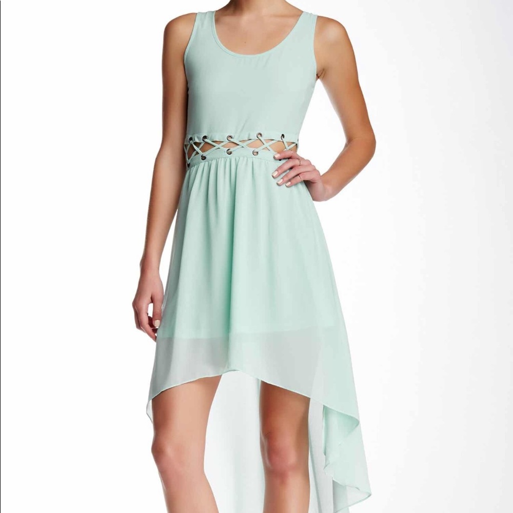 ❗️SALE! Mint lattice waist high-low dress